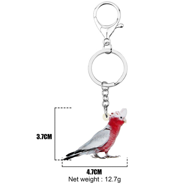 Acrylic Flying Major Mitchell's Cockatoo Bird Animal Keychains Jewelry - SolaceConnect.com