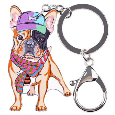 Acrylic French Bulldog Key Chain Bag Charm Pom Gift for Women - SolaceConnect.com