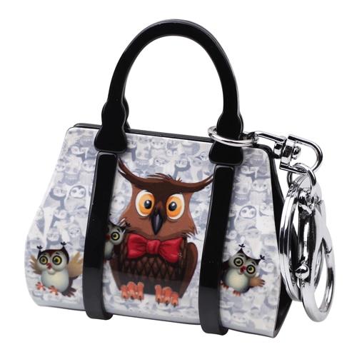 Acrylic Handbag Shape Owl Bird Pattern Key Chain Jewelry for Women  -  GeraldBlack.com