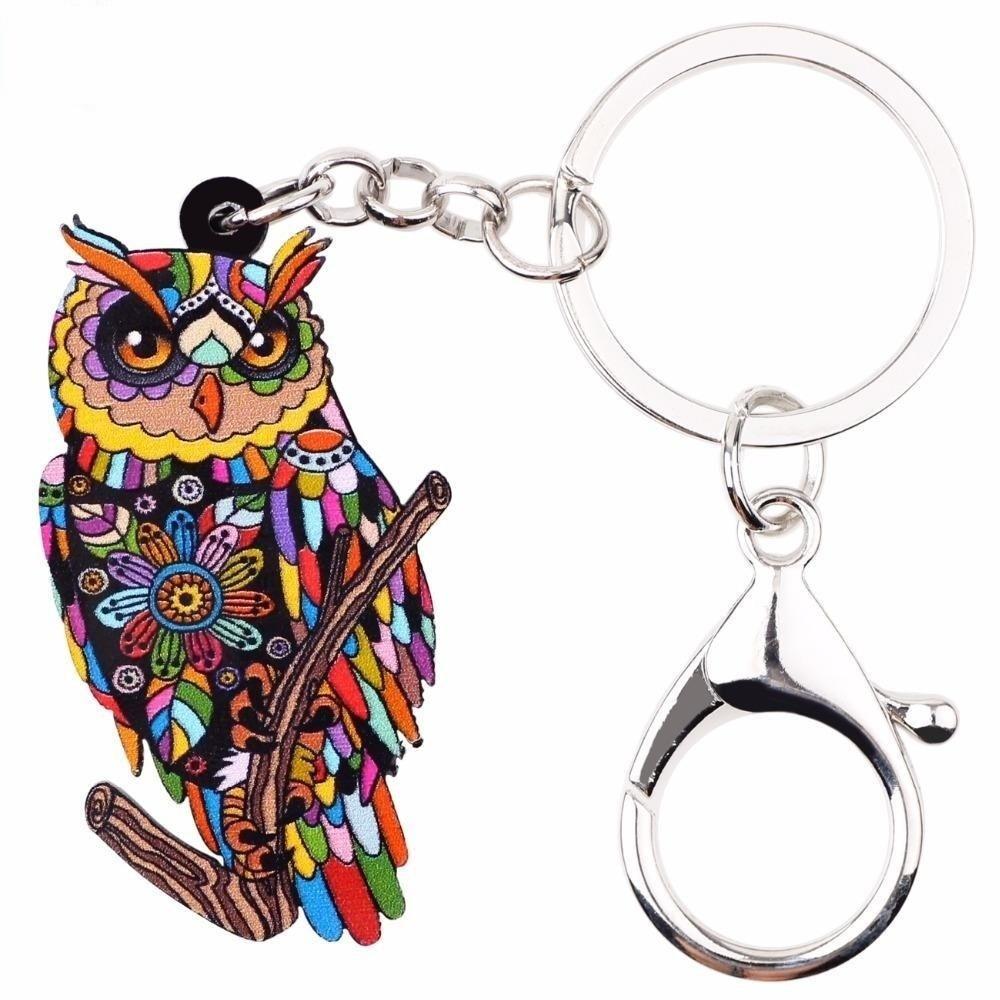Acrylic Owl Animal Key Chain Key Ring for Women's Handbag Car Keys  -  GeraldBlack.com
