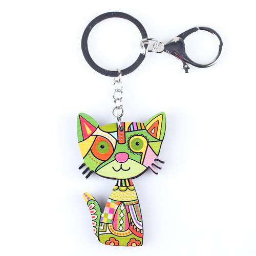 Acrylic Pattern Cute Animal Fashion Cat Keychain Accessories for Women - SolaceConnect.com