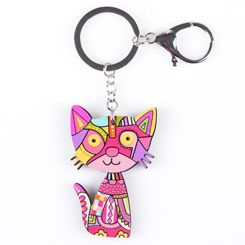 Acrylic Pattern Cute Animal Fashion Cat Keychain Accessories for Women - SolaceConnect.com