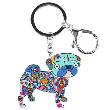 Acrylic Terrier Pug Dog Key Chain Key Ring Pom Gift for Women  -  GeraldBlack.com