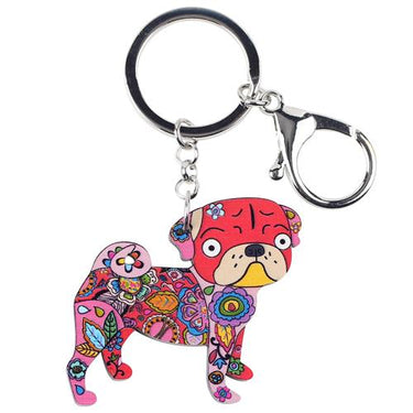 Acrylic Terrier Pug Dog Key Chain Key Ring Pom Gift for Women - SolaceConnect.com