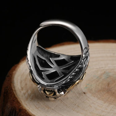 Adjustable Red Cubic Zirconia Men's Big Gothic Dragon Silver Punk Ring - SolaceConnect.com