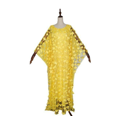 Embroidery Mesh Afrcan Women Dresses Flower Colourful Boubou Kaftan Outfits Beautiful Lace Party - SolaceConnect.com