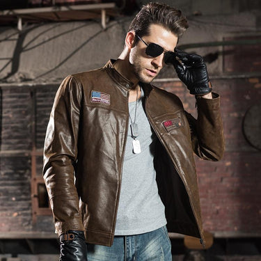 Air Force Pigskin Genuine Leather Motorcycle Jacket Coat for Men  -  GeraldBlack.com