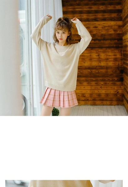 All Match Casual Basic Solid O-neck Long Sleeve Loose Female Sweaters - SolaceConnect.com