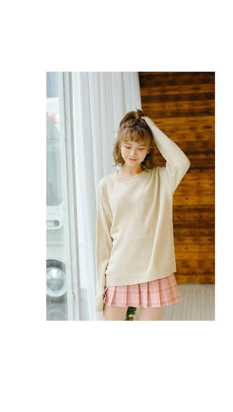 All Match Casual Basic Solid O-neck Long Sleeve Loose Female Sweaters  -  GeraldBlack.com