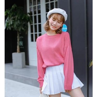 All Match Casual Basic Solid O-neck Long Sleeve Loose Female Sweaters  -  GeraldBlack.com
