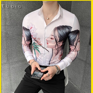 All Match Streetwear Digital Printed Long Sleeved Casual Shirt for Men  -  GeraldBlack.com