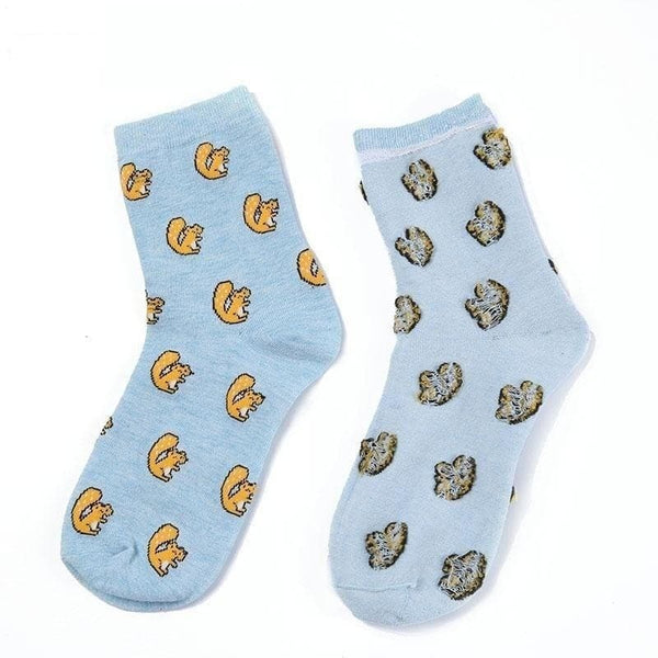 All Season Cartoon Pattern Printed Solid Color Women's Cotton Socks - SolaceConnect.com