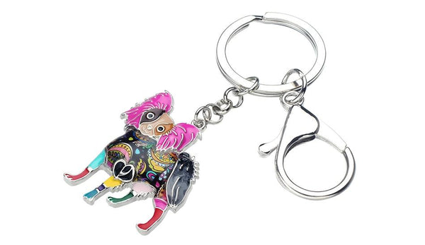 Alloy Enamel Papillon Dog Animal Pendant Statement Keychain Jewelry - SolaceConnect.com