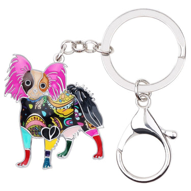 Alloy Enamel Papillon Dog Animal Pendant Statement Keychain Jewelry  -  GeraldBlack.com
