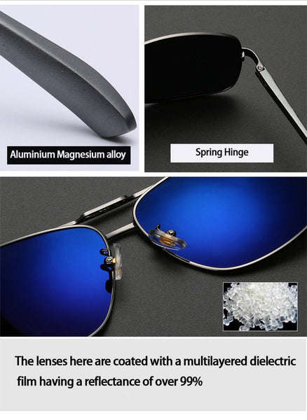 Aluminum Magnesium Polarized Men's Sunglasses with Mirror Coated Lens - SolaceConnect.com