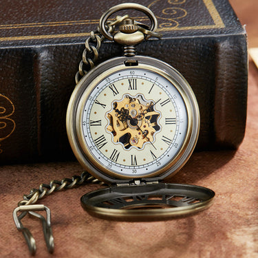 Antique Steampunk Skeleton Mechanical Pocket Watch for Men Women  -  GeraldBlack.com
