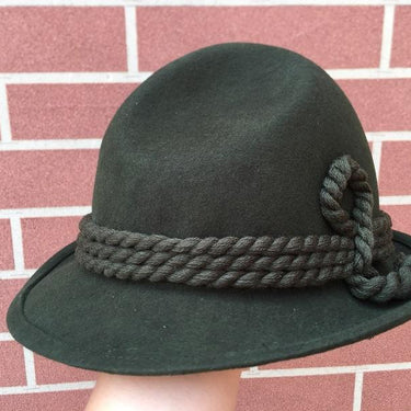 Army Green Wool Bavarian Alpine Fedora Felt Rope Hat for Oktoberfest - SolaceConnect.com