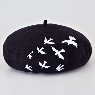 Artistic Embroidery Flat Cap Winter Wool Felt Berets for Women - SolaceConnect.com