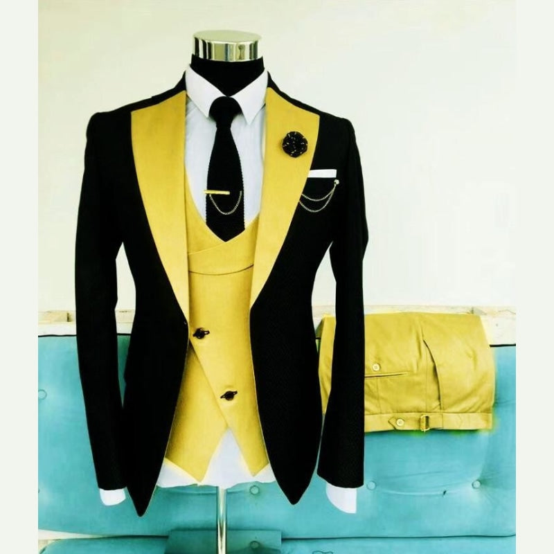 As Picture 26 Men's 3 Pieces Blazer Pants Vest Groom Tuxedos Wedding Suits Shawl Lapel Grooms  -  GeraldBlack.com