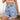 Asymmetrical Distressed Curly Straight High Waist Jean Shorts for Women  -  GeraldBlack.com