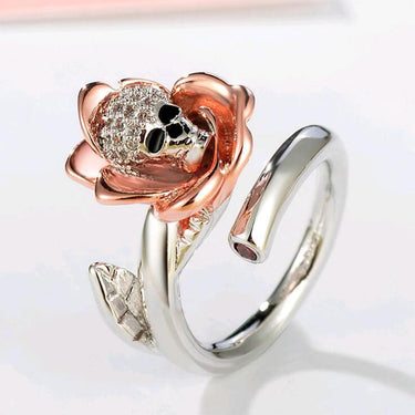 Austrian Gothic Skull Shiny Crystal CZ Rose Silver Color Rings for Women - SolaceConnect.com