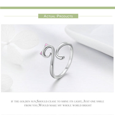 Authentic 925 Sterling Silver Cute Cat Nail Pussy Open Size Finger Ring for Women Party Ring Jewelry SCR341  -  GeraldBlack.com