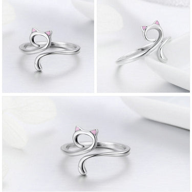 Authentic 925 Sterling Silver Cute Cat Nail Pussy Open Size Finger Ring for Women Party Ring Jewelry SCR341  -  GeraldBlack.com