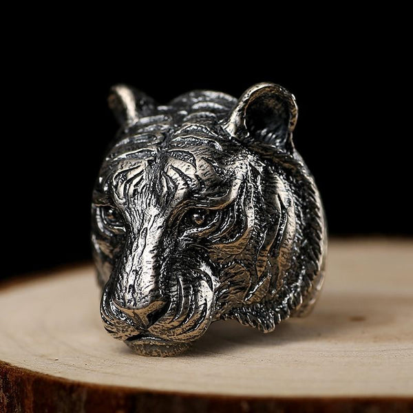 Authentic 925 Sterling Silver Retro Domineering Cool Tiger Ring for Men - SolaceConnect.com