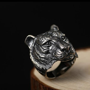 Authentic 925 Sterling Silver Retro Domineering Cool Tiger Ring for Men - SolaceConnect.com