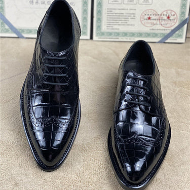 Authentic Crocodile Belly Skin Hand Stitched Business Oxfords Shoes  -  GeraldBlack.com