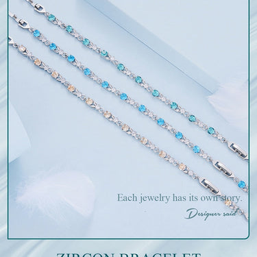Authentic Luxury Multi Color Zircon Bracelet Rose Gold Color Chain Link Bracelet for Women Birthday Crystal Jewelry  -  GeraldBlack.com