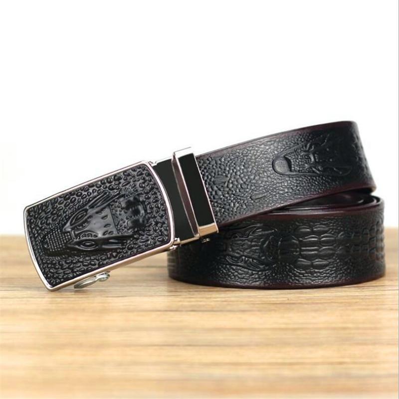 Automatic Buckle Crocodile Leather Textured Pattern Belt for Men  -  GeraldBlack.com