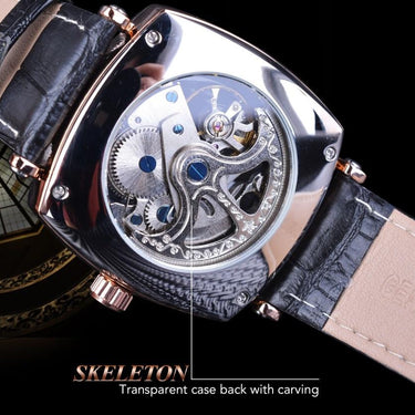 Automatic Genuine Leather Fashion Luxury Transparent Men's Gold Clock - SolaceConnect.com