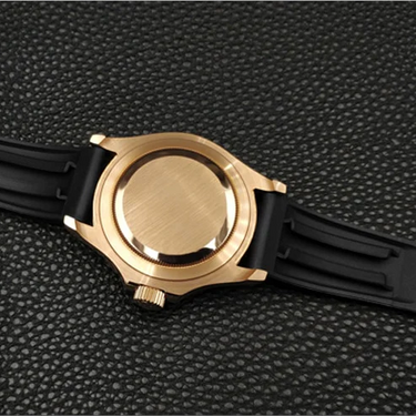 Automatic Mechanical Watch Men Top Luxury Men's Watches Black Ceramic Outer Ring Gold Stainless Steel Silicone Watch  -  GeraldBlack.com