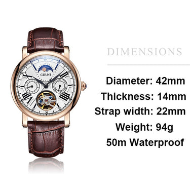 Automatic Men Fashion Self-Wind Mechanical Wristwatches 42mm Sapphire Crystal Business Watches  -  GeraldBlack.com