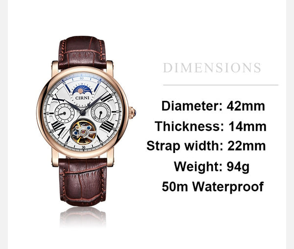 Automatic Men Fashion Self-Wind Mechanical Wristwatches 42mm Sapphire Crystal Business Watches  -  GeraldBlack.com