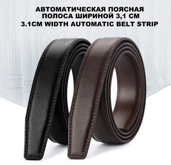 3.1cm Width Real Cow Genuine Belts Strip Only for Men Black Color Cow Skin Leather Automatic Without - SolaceConnect.com