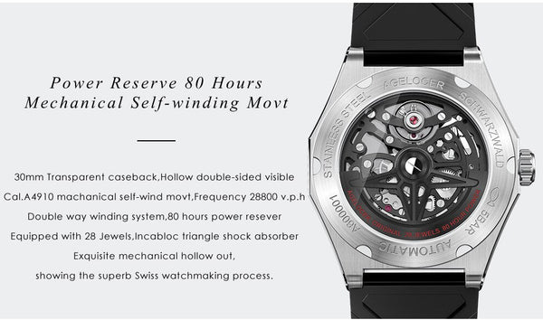 Automatic Rotary Skeleton Mechanical Movement Luminous Watches for Men - SolaceConnect.com
