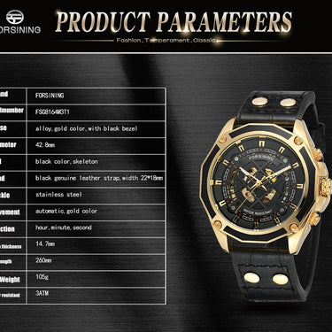 Automatic Self-Wind Luxury Men's Trendy Watch with Genuine Leather Strap - SolaceConnect.com