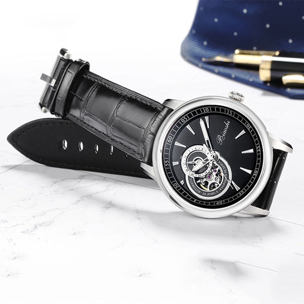 Automatic Skeleton men Mechanical Watch 43mm Stainless Steel Luminous Sapphire Crystal Wristwatches  -  GeraldBlack.com