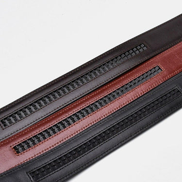 Men Soft Striped Cowskin Leather Automatic Style Real Genuine Belts Only for Men 35mm Width - SolaceConnect.com
