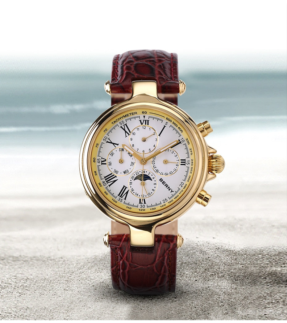 Automatic Watch for Men Mechanical Wristwatch Luxury Annual Calendar Sun Moon Self Winding Men Watch Waterproof Sea-gull  -  GeraldBlack.com