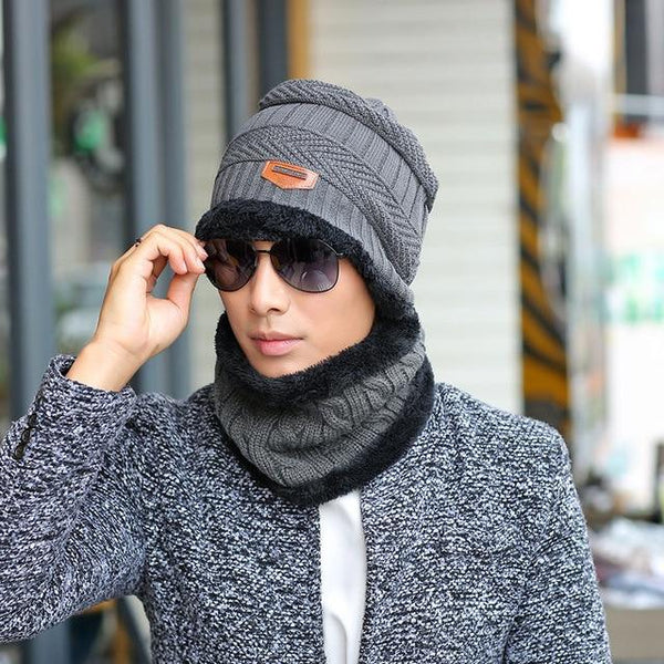 Autumn and Winter Warm Cashmere Ear Muff Knitted Hat for Men - SolaceConnect.com