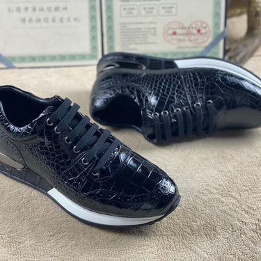 Autumn Casual Authentic Crocodile Skin Lace-up Sneakers for Men  -  GeraldBlack.com