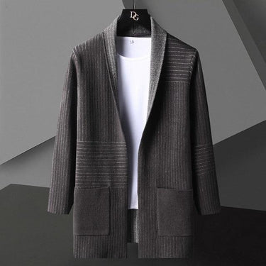 Autumn Casual Fashion Men's Striped O-Neck Knitted Long Cardigan Jacket - SolaceConnect.com