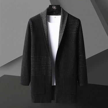 Autumn Casual Fashion Men's Striped O-Neck Knitted Long Cardigan Jacket - SolaceConnect.com