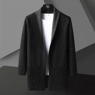 Autumn Casual Fashion Men's Striped O-Neck Knitted Long Cardigan Jacket  -  GeraldBlack.com