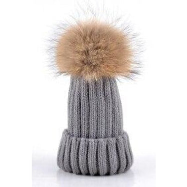Autumn Fashion Knitted Raccoon Fur Ball Beanie Cap for Women and Men  -  GeraldBlack.com