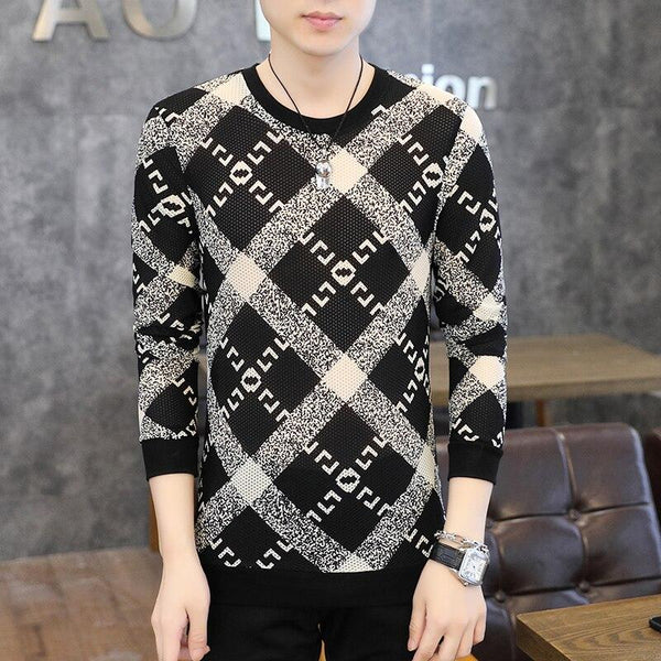 Autumn Fashion Men's Personality Pattern O-neck Long-sleeves Pullover T-shirt - SolaceConnect.com
