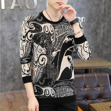 Autumn Fashion Men's Personality Pattern O-neck Long-sleeves Pullover T-shirt  -  GeraldBlack.com